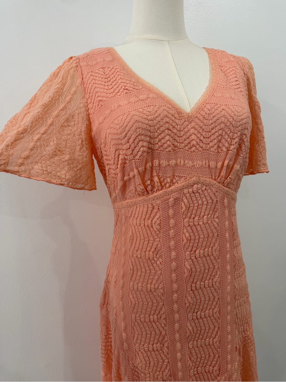 Rabbit Rabbit Rabbit Peach Lace Fit & Flare Dress 6 Fairy Romantic - Picture 6 of 13